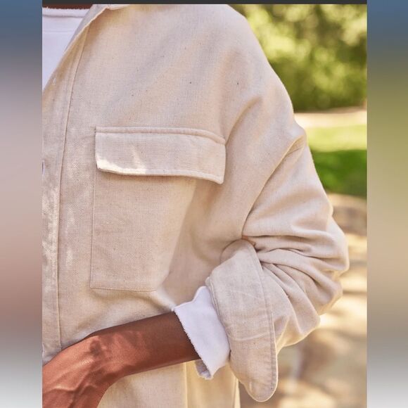 NWT Frank & Eileen McLoghlin Utility Shirt In Natural - Picture 4 of 9